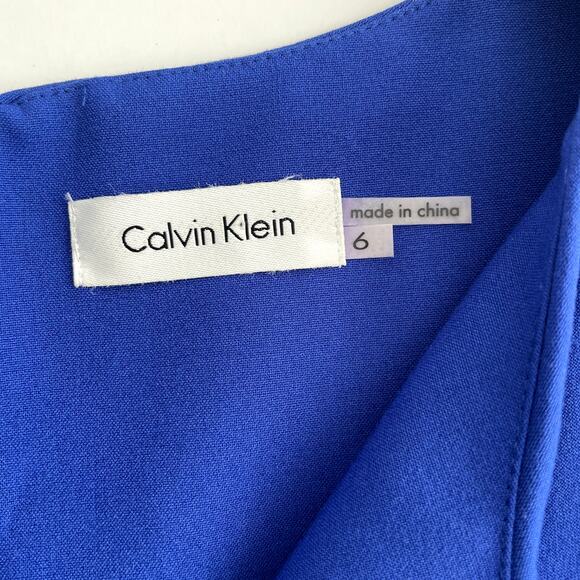NWT Calvin Klein Sheath Ruffles Dress Size 6 Royal Blue - Picture 6 of 16